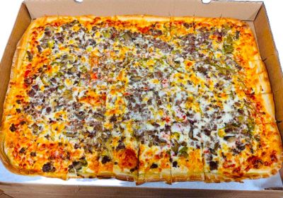 Sheet Philly Cheese Steak Pizza